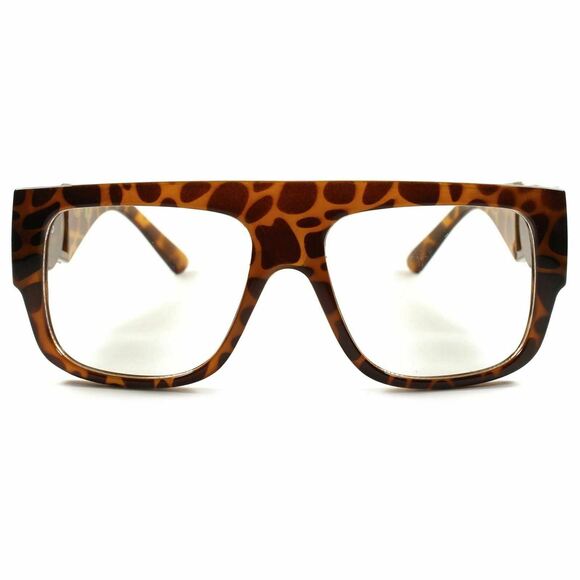 Hip Hop Swag Night Clubbing Party Tortoise Bling Clear Lens Eye Square Glasses - Picture 4 of 4